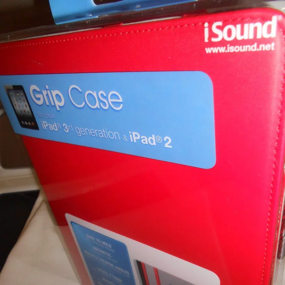New red Grip Case for iPad 3rd Generation & iPad 2 Magnetic multiple angles 📘